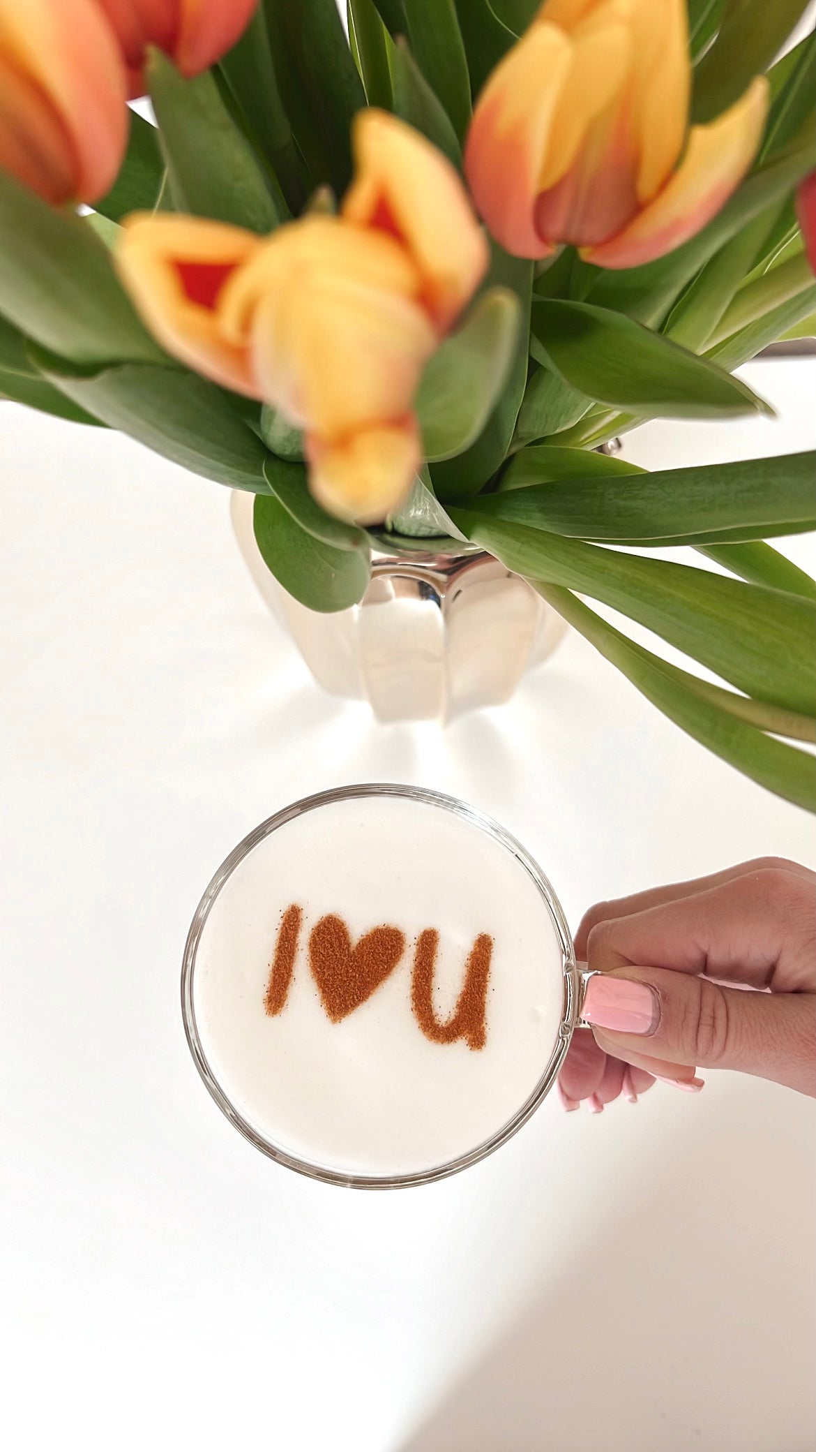 Milchschaumschablone "I Love U"