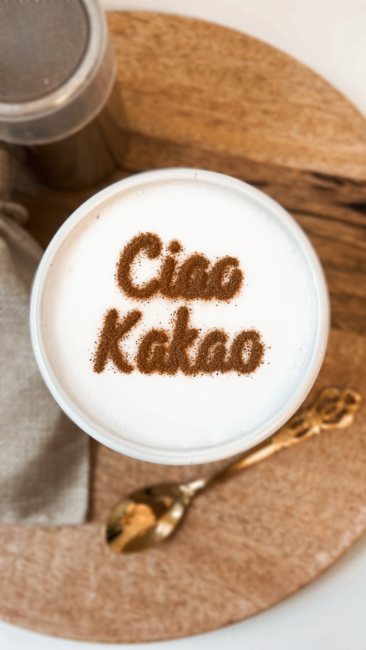 Milchschaumschablone "Ciao Kakao"