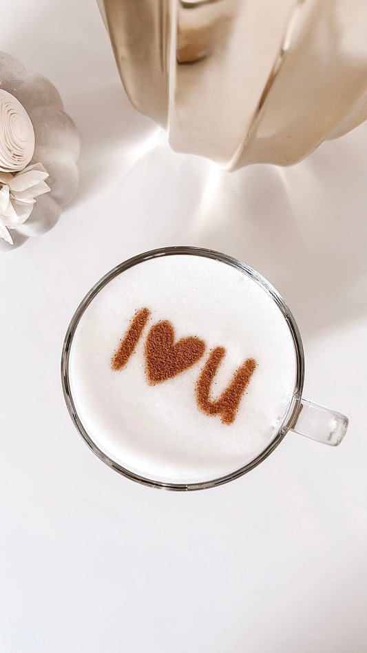 Milchschaumschablone "I Love U"