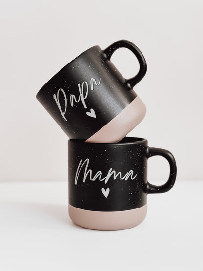 Steingut Tasse "Mama/Papa"