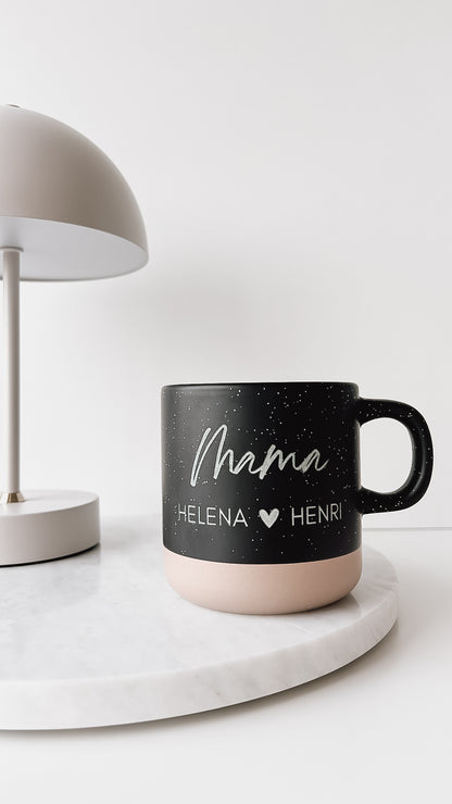 Steingut Tasse "Mama/Papa"