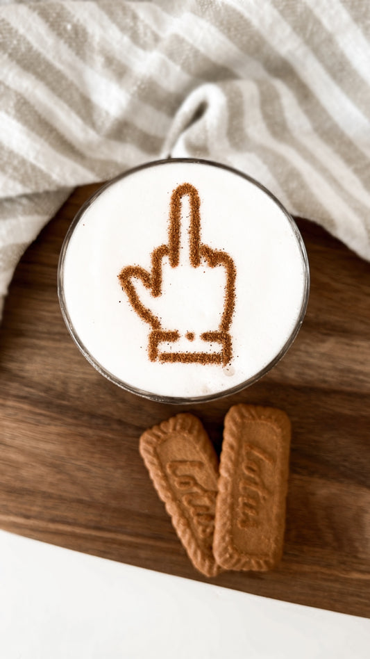 Milchschaumschablone "Mittelfinger"