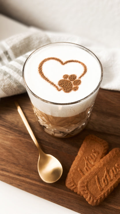 Milchschaumschablone "Herz mit Pfote"